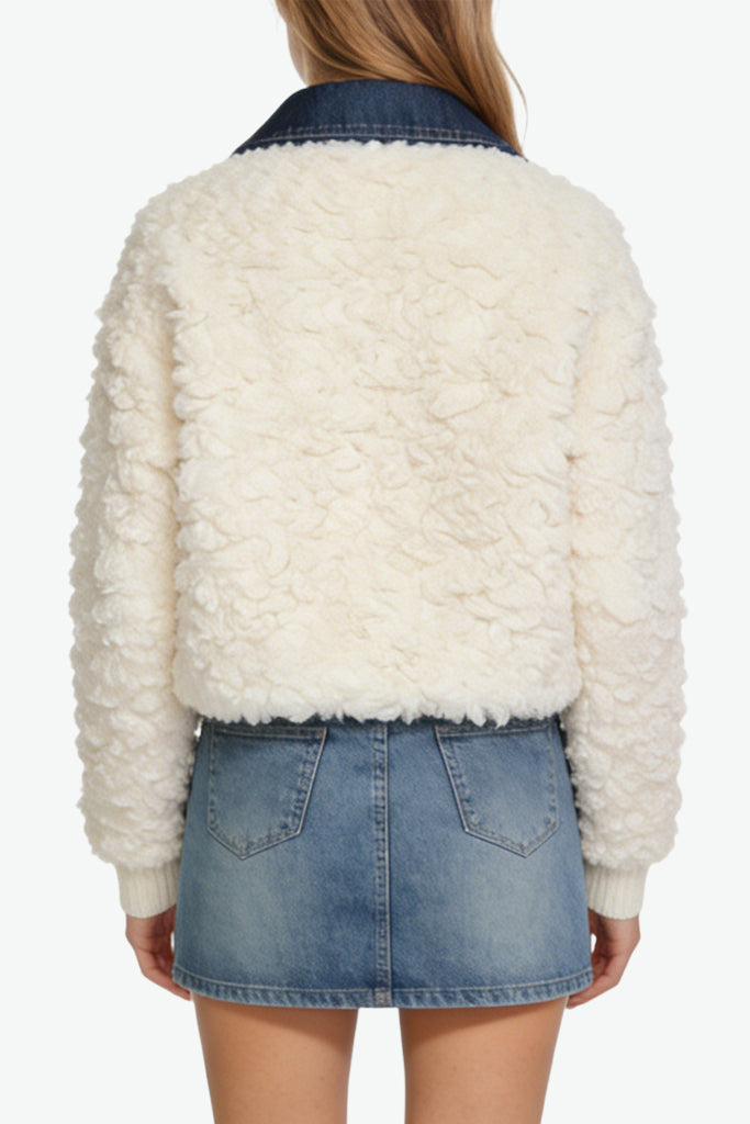Women's Lapel Patchwork Fashion Loose Casual Thick Jacket