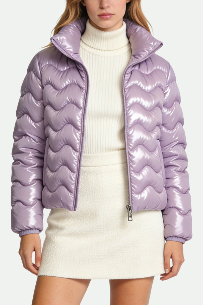 Women's Wave Quilted Minimalist Loose Warm Thick Jacket