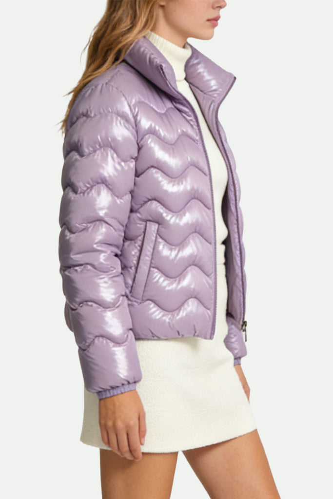 Women's Wave Quilted Minimalist Loose Warm Thick Jacket