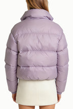 Women's Stand Collar Striped Quilted Minimalist Thick Jacket