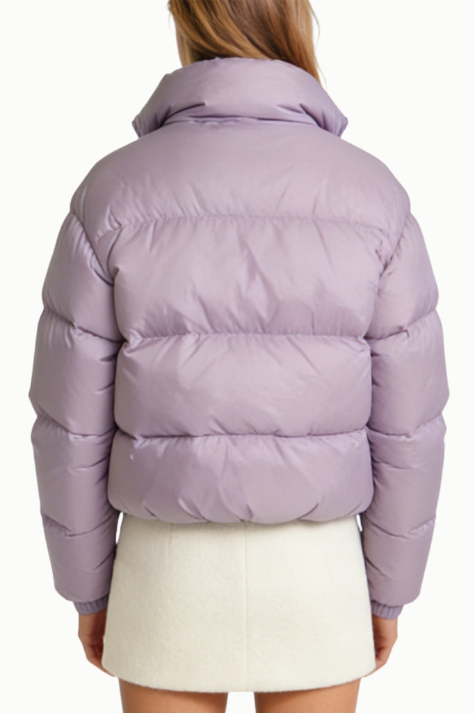 Women's Stand Collar Striped Quilted Minimalist Thick Jacket
