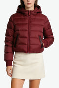 Women's Hooded Striped Quilted Temperament Thick Jacket