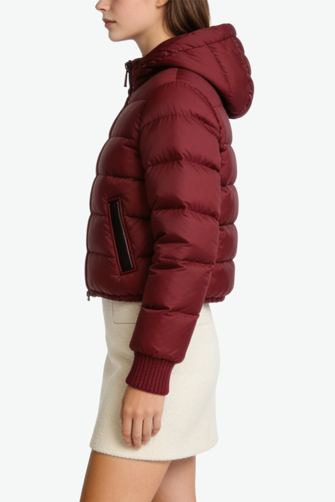 Women's Hooded Striped Quilted Temperament Thick Jacket