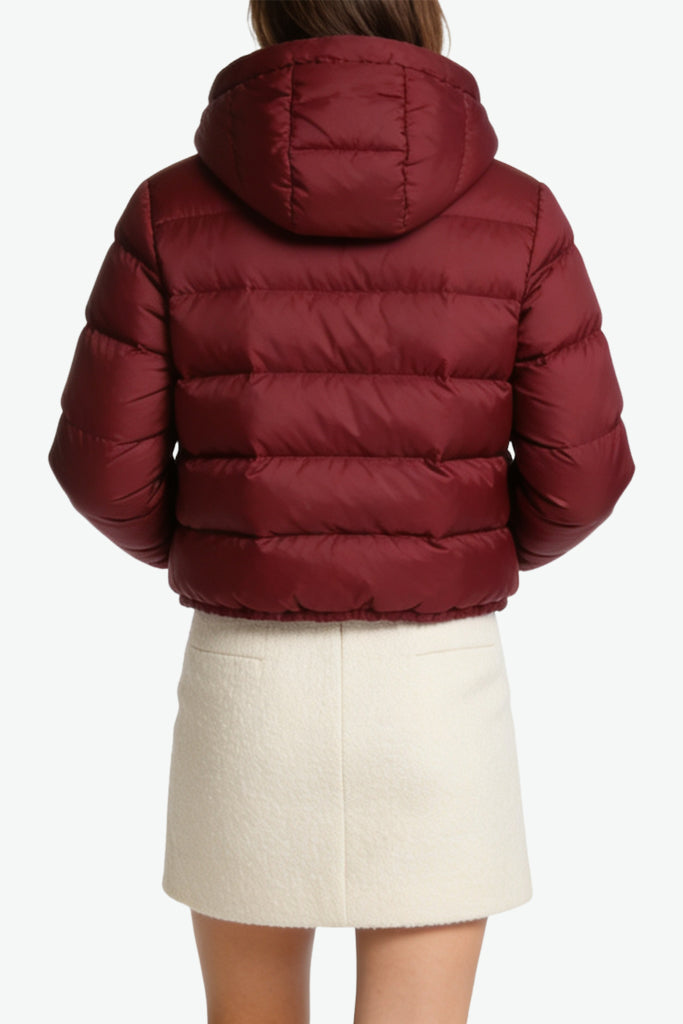 Women's Hooded Striped Quilted Temperament Thick Jacket