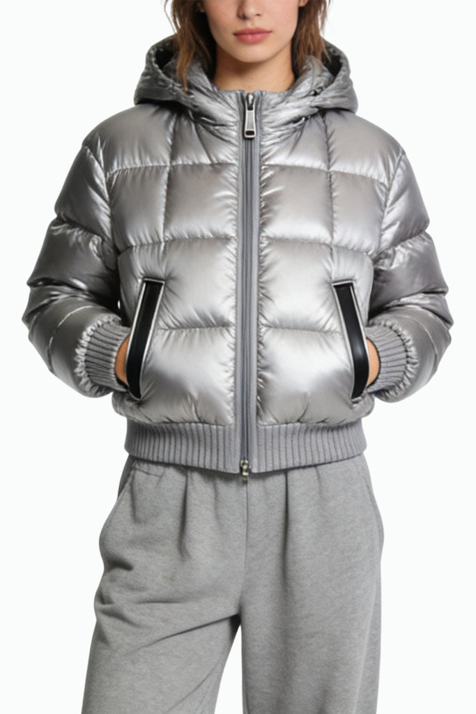 Women's Hooded Shiny Winter Thick Jacket
