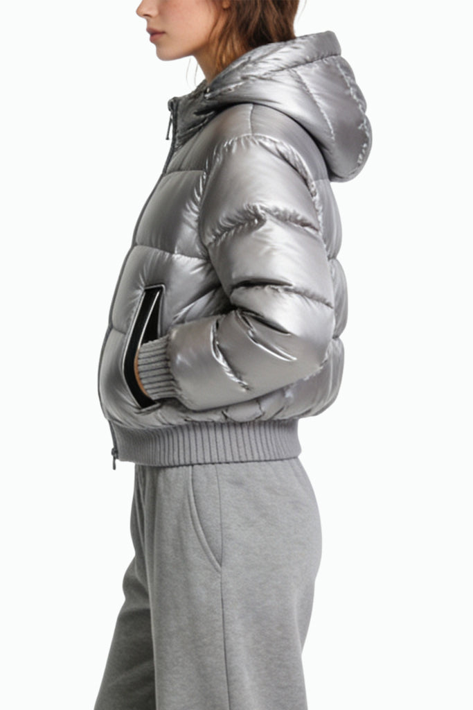 Women's Hooded Shiny Winter Thick Jacket