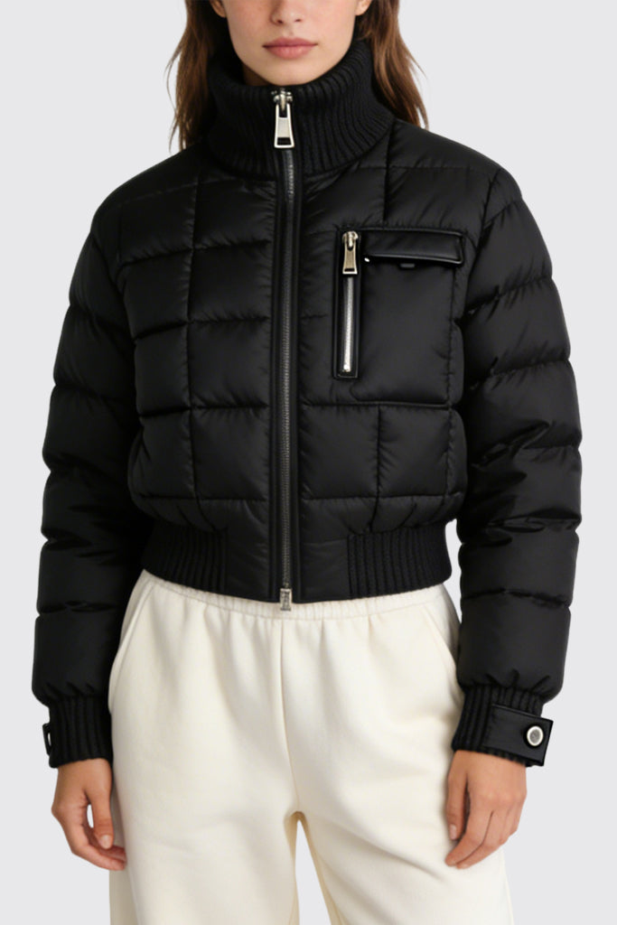 Women's Stand Collar Minimalist Edgy Style Thick Jacket