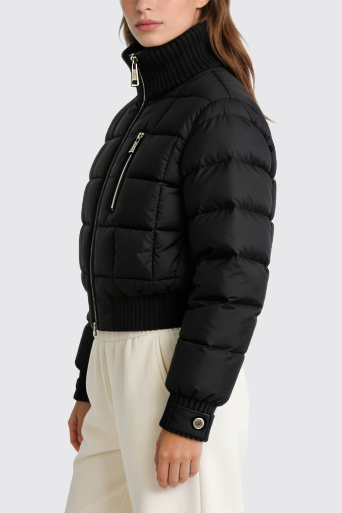 Women's Stand Collar Minimalist Edgy Style Thick Jacket