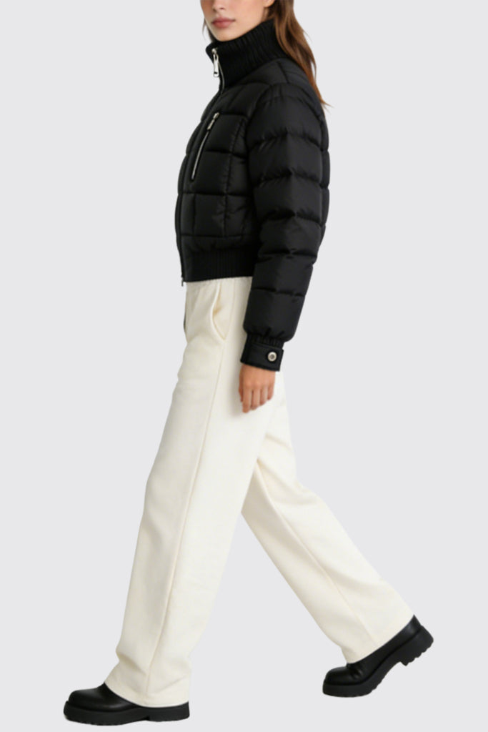 Women's Stand Collar Minimalist Edgy Style Thick Jacket