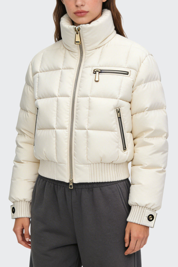 Women's Stand Collar Knitted Cuff Thick Jacket