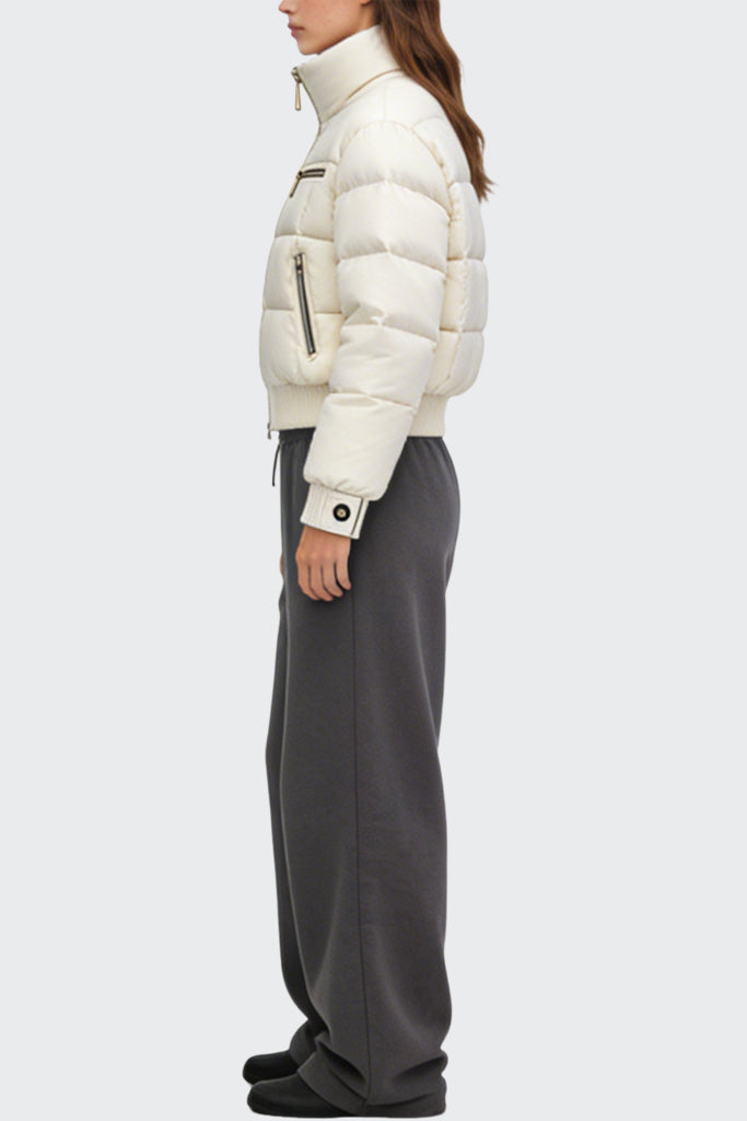 Women's Stand Collar Knitted Cuff Thick Jacket