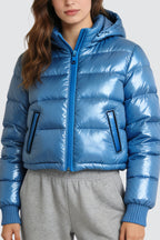 Women's Hooded Shiny Winter Fashion Thick Jacket