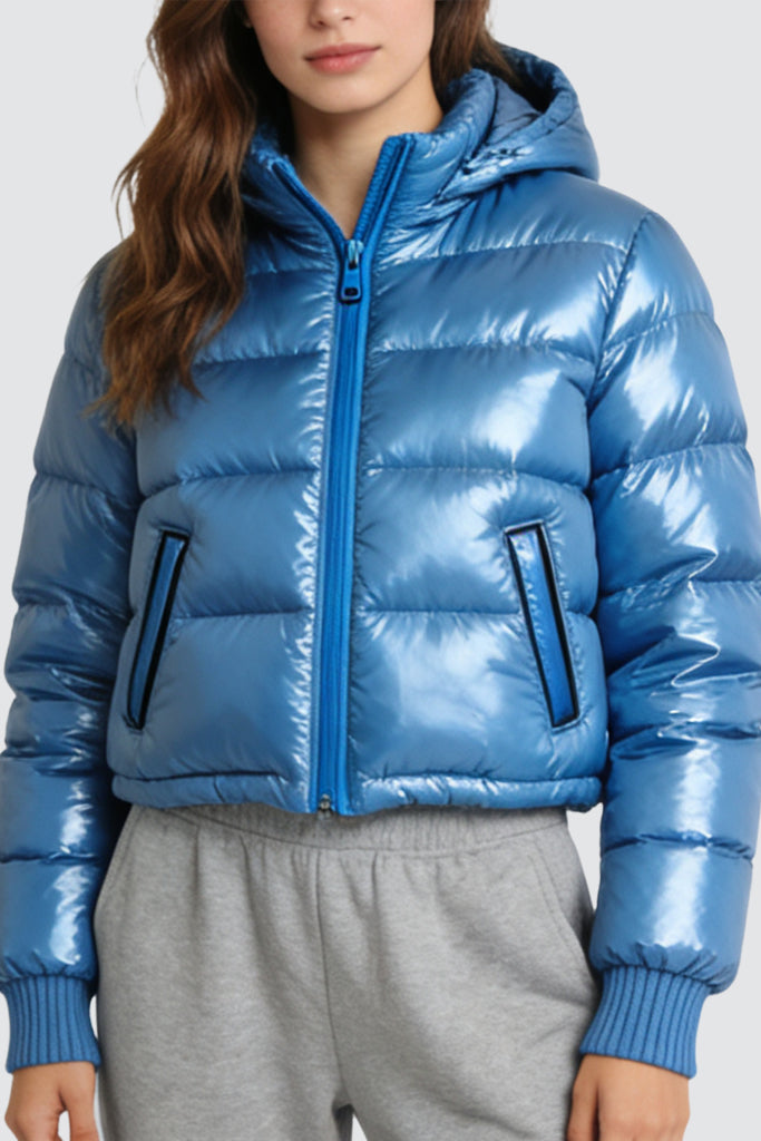 Women's Hooded Shiny Winter Fashion Thick Jacket