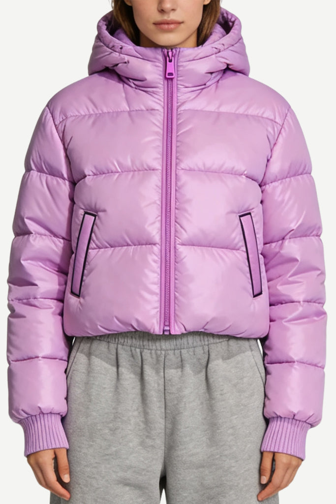 Women's Hooded Shiny Fashion Casual Thick Jacket