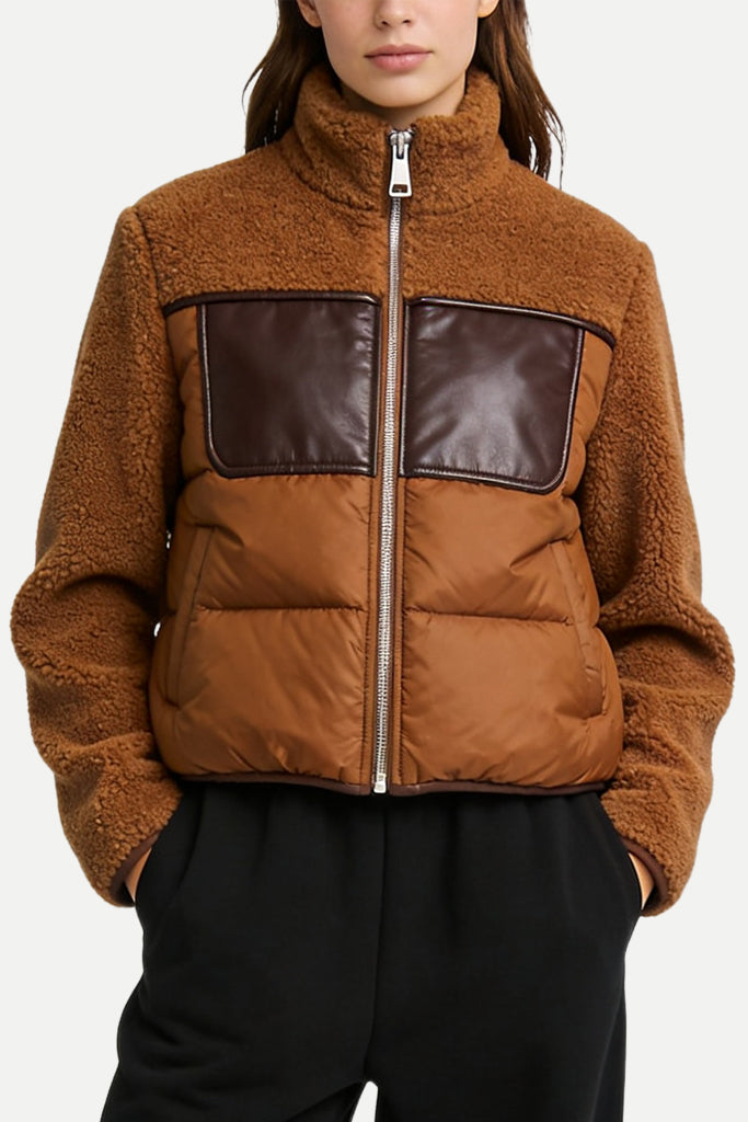 Women's Stand Collar Multi-Pocket Design Loose Warm Thick Jacket