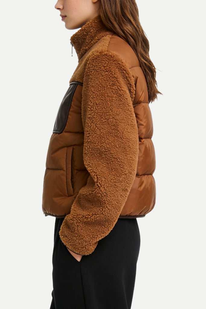 Women's Stand Collar Multi-Pocket Design Loose Warm Thick Jacket