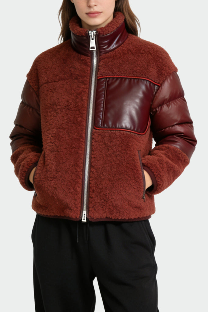 Women's Stand Collar Multi-Pocket Design Fashion Thick Jacket