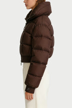 Women's Wide Lapel Metal Zipper Decor Thick Jacket