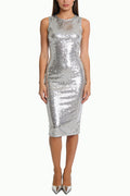 Shiny Party Style Sleeveless Midi Dress