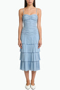 Gentle Pleated Sling Midi Dress