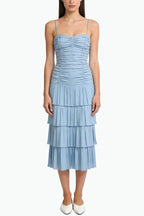 Gentle Pleated Sling Midi Dress