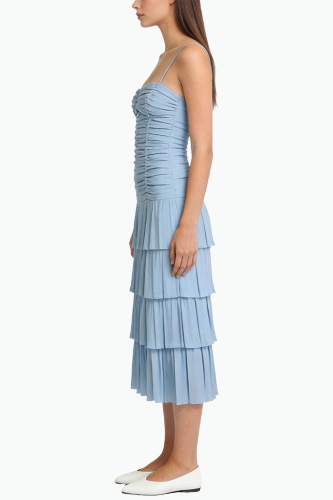 Gentle Pleated Sling Midi Dress