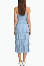 Gentle Pleated Sling Midi Dress