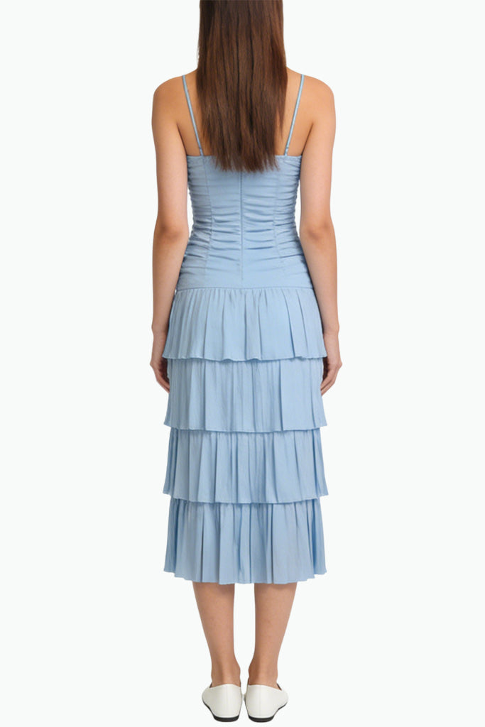 Gentle Pleated Sling Midi Dress