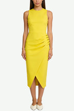 Elegant Sleeveless Pleated Slit Midi Dress
