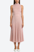 Temperament High Neck Sleeveless Pleated Midi Dress