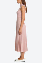Temperament High Neck Sleeveless Pleated Midi Dress