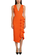Fashion V-Neck Ruffle Midi Dress