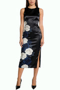 Romantic Floral Print Sleeveless Midi Dress