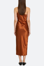 Sensual One-Shoulder Pleated Slit Midi Dress