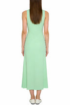 Simple High Neck Sleeveless Slit Midi Dress
