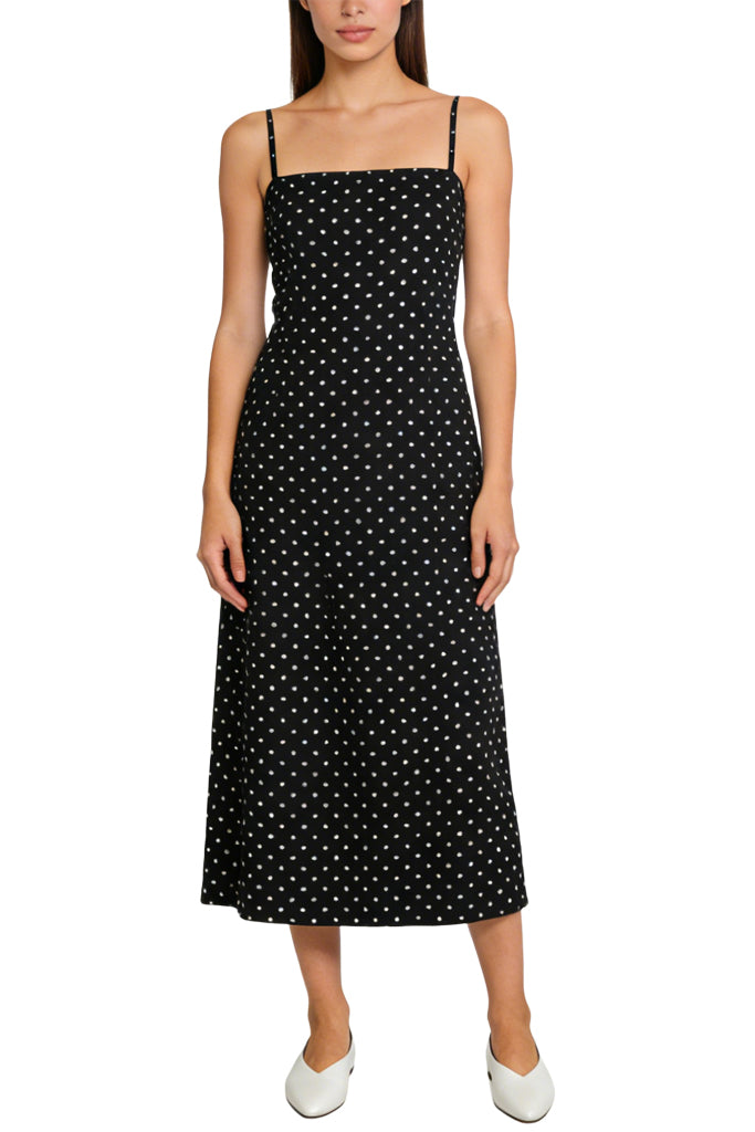 Vintage Polka Dot Sling Midi Dress