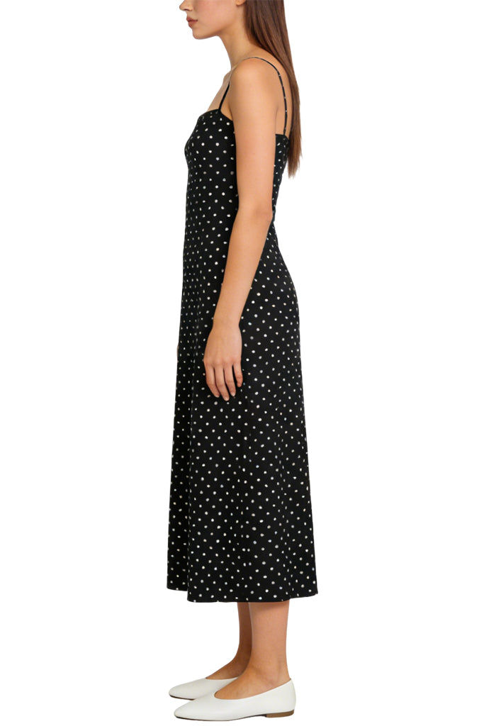 Vintage Polka Dot Sling Midi Dress