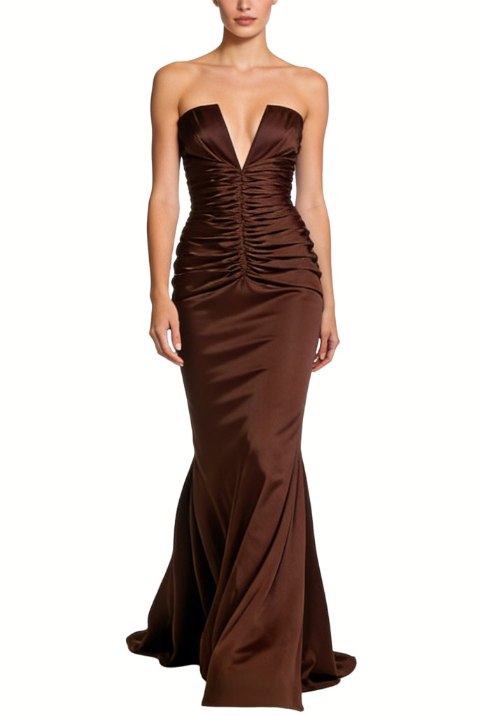 Luxurious V-neck Fitted Maxi Dresses