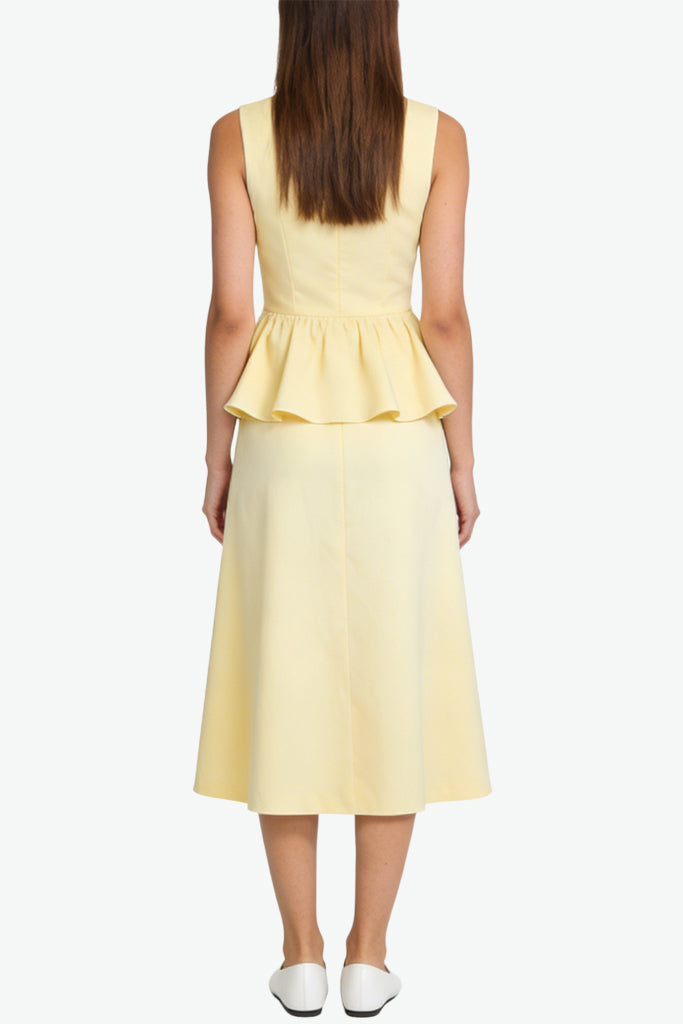 Gentle Ruffle Square Neck Midi Dress