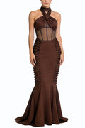 Elegant Halter-neck Fitted Maxi Dresses