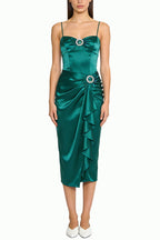 Exquisite Ring Decor Sling Midi Dress
