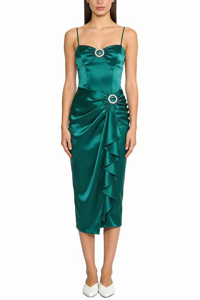 Exquisite Ring Decor Sling Midi Dress
