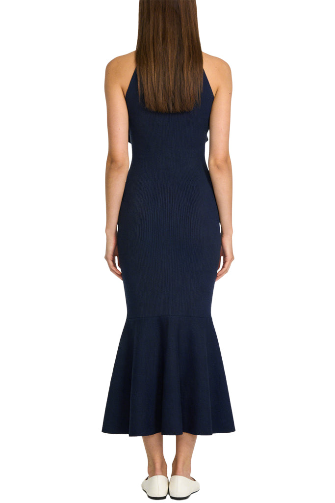 Romantic Lace Halter Neck Fishtail Midi Dress