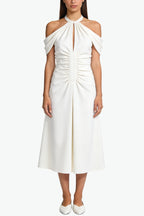 Sensual Halter Neck Pleated Midi Dress