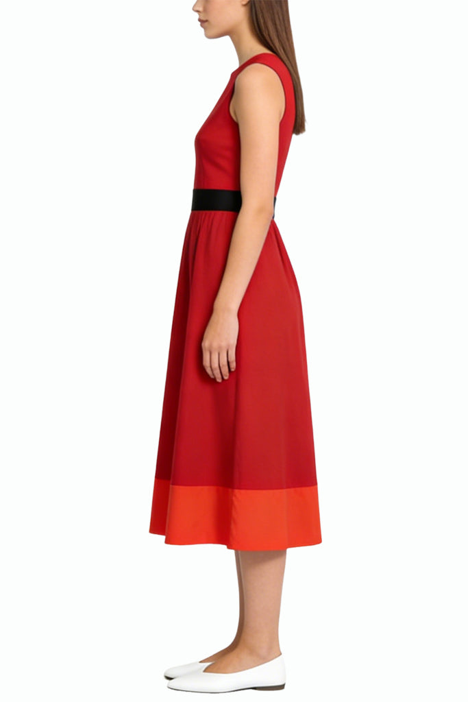 Vintage Fashion Waist Sleeveless Midi Dress