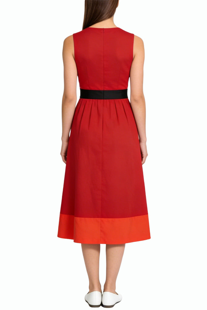 Vintage Fashion Waist Sleeveless Midi Dress