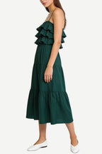 Sweet Ruffle Sling Cake Midi Dress