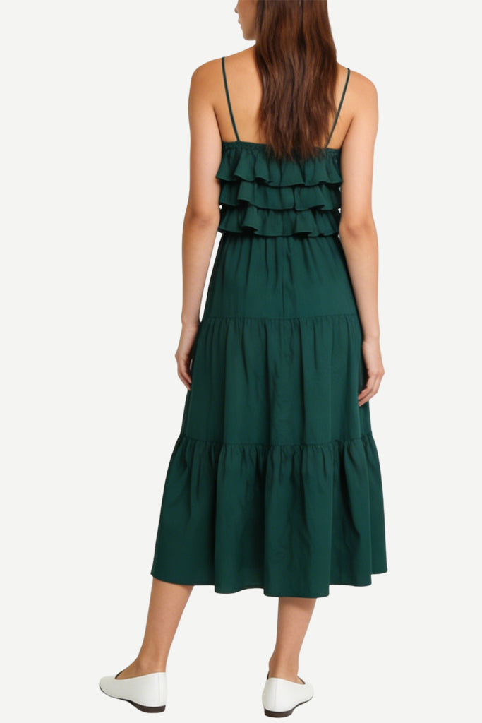 Sweet Ruffle Sling Cake Midi Dress