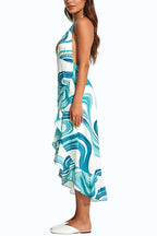 Vacation Style Halter Neck Irregular Midi Dress