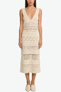 Vintage Hollow Knitted Sleeveless Midi Dress